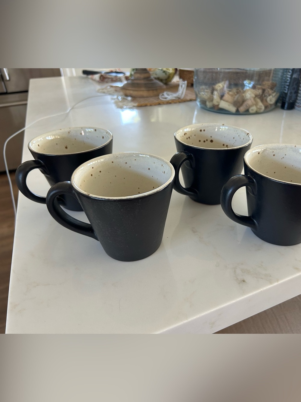 NWOT set of 4 Pottery Barn Black Rustic Coffee Mugs